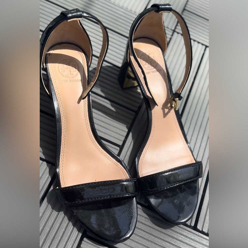 Tory Burch Black Stiletto Heels with Ankle Strap
